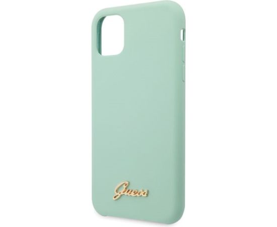 Guess GUHCN65LSLMGG Silicone Vintage Gold Logo Hard Case Aizsargapvalks priekš iPhone 11 Pro Max / zaļš Neoriģinālie Maciņi