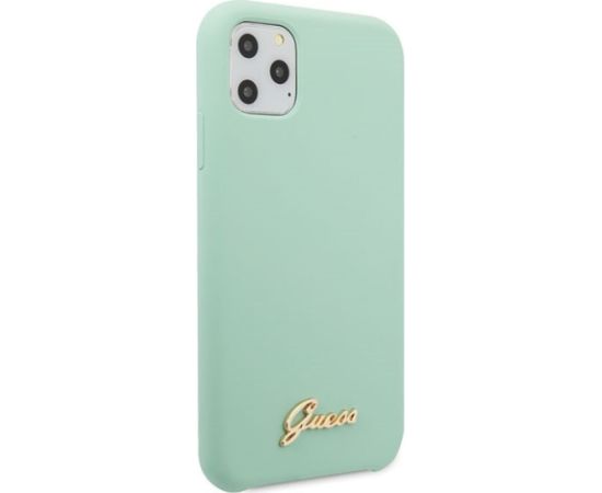 Guess GUHCN65LSLMGG Silicone Vintage Gold Logo Hard Case Aizsargapvalks priekš iPhone 11 Pro Max / zaļš Neoriģinālie Maciņi