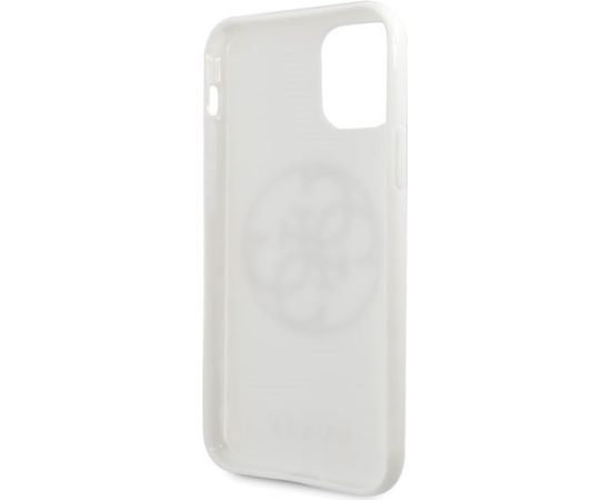 Guess GUHCN65TPUWHGLG Glitter 4G Circle Logo Aizsargapvalks priekš iPhone 11 Pro Max / balts Neoriģinālie Maciņi