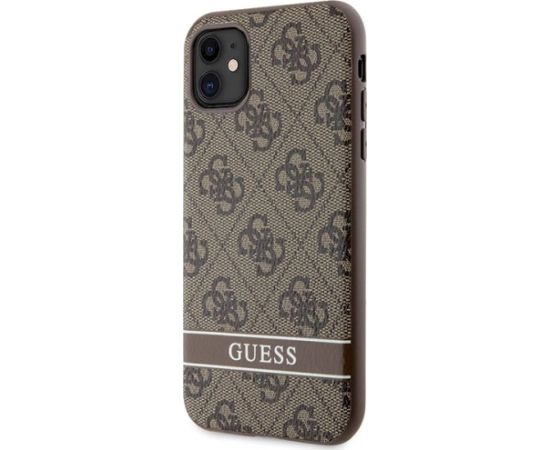 Guess GUHCN61P4SNW Hardcase 4G Stripe Aizsargapvalks priekš iPhone 11 / Xr / brūns Neoriģinālie Maciņi