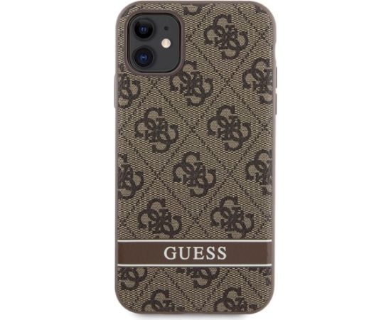 Guess GUHCN61P4SNW Hardcase 4G Stripe Aizsargapvalks priekš iPhone 11 / Xr / brūns Neoriģinālie Maciņi