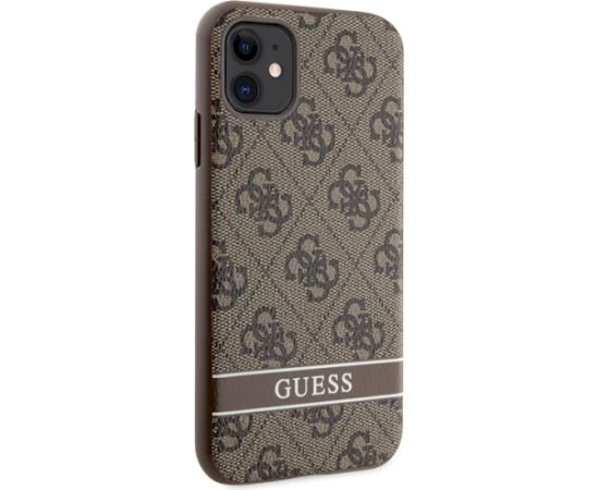 Guess GUHCN61P4SNW Hardcase 4G Stripe Aizsargapvalks priekš iPhone 11 / Xr / brūns Neoriģinālie Maciņi
