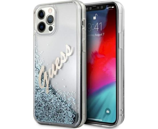 Guess GUHCP12LGLVSBL Glitter Vintage Script Защитный чехол для iPhone 12 Pro Max 6.7" / синий Чехлы - альтернативные