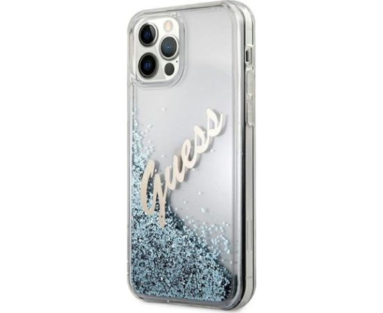 Guess GUHCP12LGLVSBL Glitter Vintage Script Защитный чехол для iPhone 12 Pro Max 6.7" / синий Чехлы - альтернативные