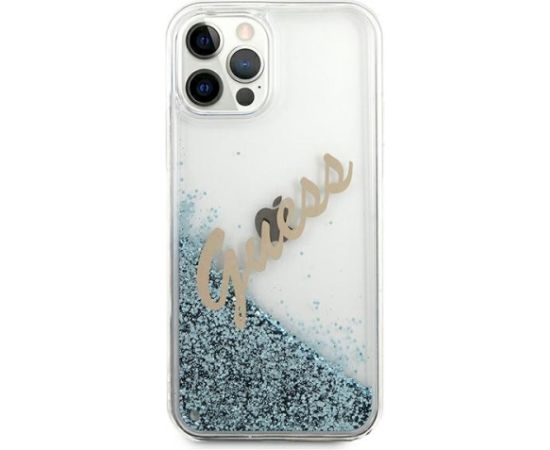 Guess GUHCP12LGLVSBL Glitter Vintage Script Защитный чехол для iPhone 12 Pro Max 6.7" / синий Чехлы - альтернативные