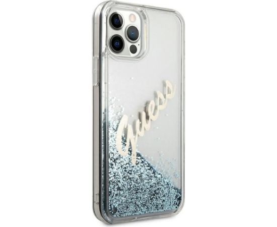 Guess GUHCP12LGLVSBL Glitter Vintage Script Защитный чехол для iPhone 12 Pro Max 6.7" / синий Чехлы - альтернативные