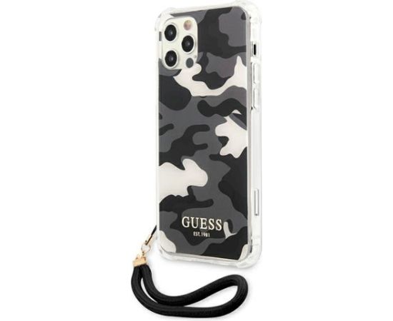 Guess GUHCP12LKSARBK Camo Collection Aizsargapvalks priekš iPhone 12 Pro Max 6.7" / melns Neoriģinālie Maciņi