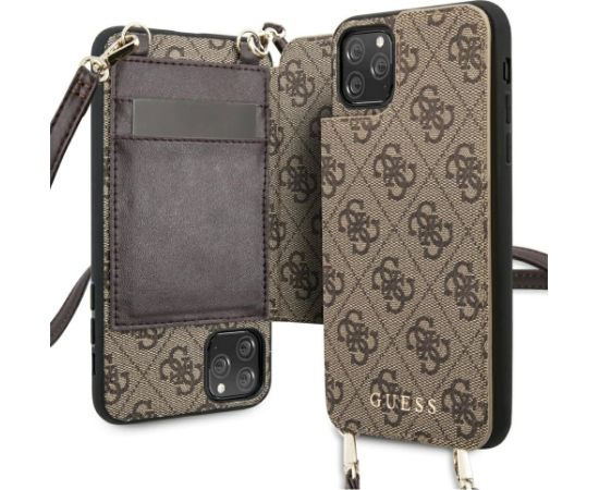 Guess GUHCN65CB4GB Hardcase 4G Crossbody Aizsargapvalks priekš iPhone 11 Pro Max / brūns Neoriģinālie Maciņi