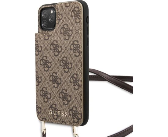 Guess GUHCN65CB4GB Hardcase 4G Crossbody Aizsargapvalks priekš iPhone 11 Pro Max / brūns Neoriģinālie Maciņi