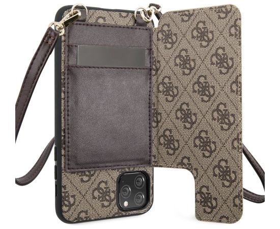 Guess GUHCN65CB4GB Hardcase 4G Crossbody Aizsargapvalks priekš iPhone 11 Pro Max / brūns Neoriģinālie Maciņi