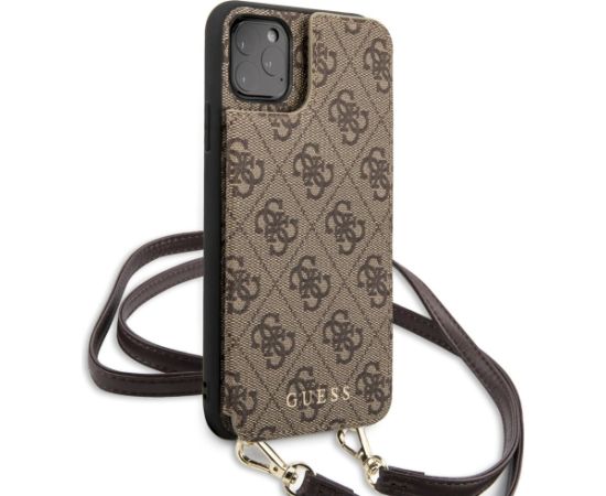 Guess GUHCN65CB4GB Hardcase 4G Crossbody Aizsargapvalks priekš iPhone 11 Pro Max / brūns Neoriģinālie Maciņi