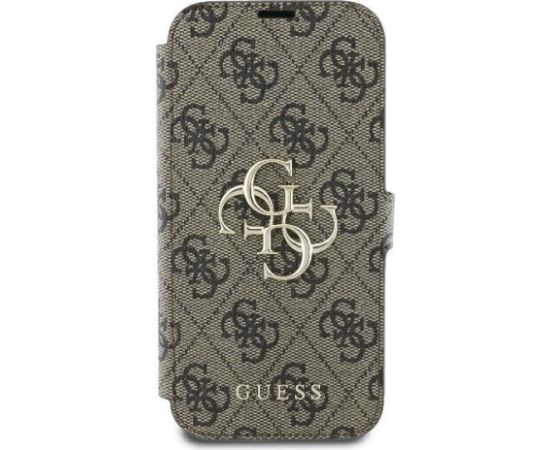 Guess GUBKP16S4GMGBR Book 4G Metal Logo Aizsargapvalks priekš iPhone 16 6.1" / brūns Neoriģinālie Maciņi