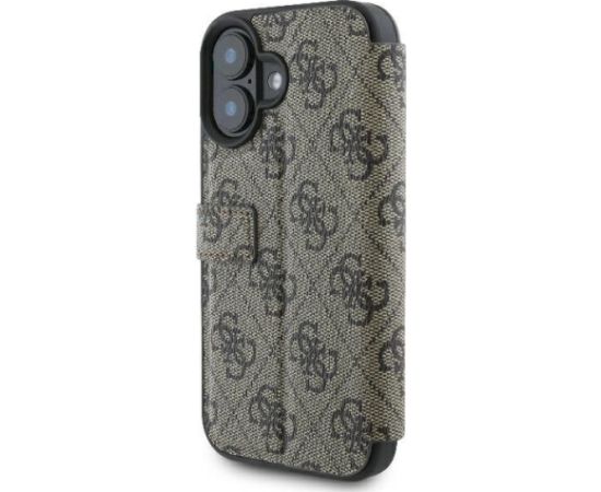 Guess GUBKP16S4GMGBR Book 4G Metal Logo Aizsargapvalks priekš iPhone 16 6.1" / brūns Neoriģinālie Maciņi
