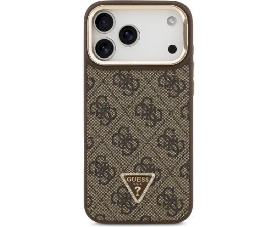 Case Guess 4G PU Triangle Logo & Stand Camera Magsafe Aizsargapvalks priekš iPhone 17 Pro Max / brūns Neoriģinālie Maciņi