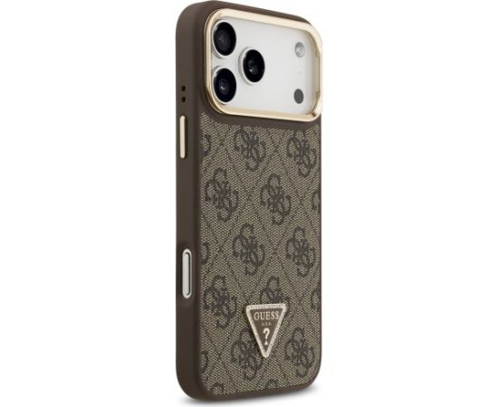 Case Guess 4G PU Triangle Logo & Stand Camera Magsafe Aizsargapvalks priekš iPhone 17 Pro Max / brūns Neoriģinālie Maciņi