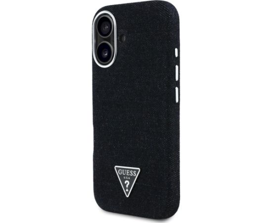 Case Guess Denim Triangle Logo MagSafe Aizsargapvalks priekš iPhone 16 / melns Neoriģinālie Maciņi