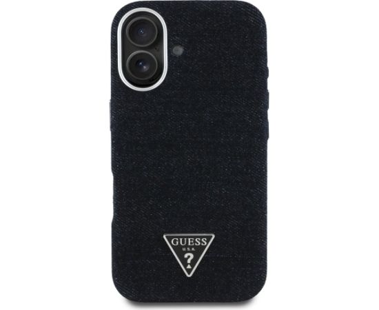 Case Guess Denim Triangle Logo MagSafe Aizsargapvalks priekš iPhone 16 / melns Neoriģinālie Maciņi