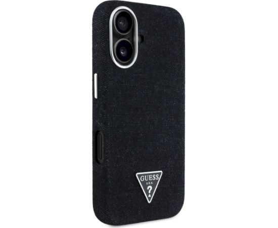 Case Guess Denim Triangle Logo MagSafe Aizsargapvalks priekš iPhone 16 / melns Neoriģinālie Maciņi