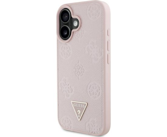 Case Guess Grained Hot Stamp Peony Triangle Logo MagSafe Aizsargapvalks priekš iPhone 16 / rozā Neoriģinālie Maciņi