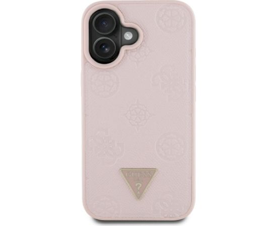 Case Guess Grained Hot Stamp Peony Triangle Logo MagSafe Aizsargapvalks priekš iPhone 16 / rozā Neoriģinālie Maciņi
