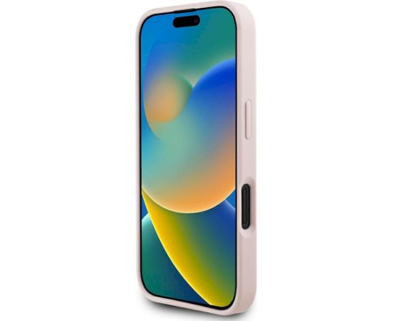 Case Guess Grained Hot Stamp Peony Triangle Logo MagSafe Aizsargapvalks priekš iPhone 16 / rozā Neoriģinālie Maciņi