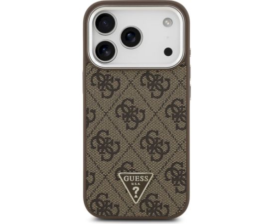 Case Guess 4G Triangle Logo MagSafe Aizsargapvalks priekš iPhone 17 Pro / brūns Neoriģinālie Maciņi