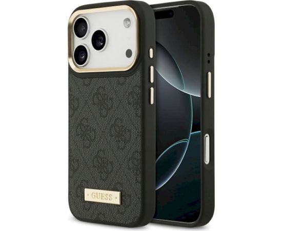 Guess 4G Logo Plate MagSafe Case Aizsargapvalks priekš iPhone 17 Pro / melns Neoriģinālie Maciņi