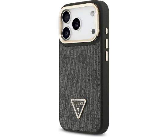 Guess 4G PU Triangle Logo & Stand Camera Magsafe Aizsargapvalks priekš iPhone 17 Pro / melns Neoriģinālie Maciņi