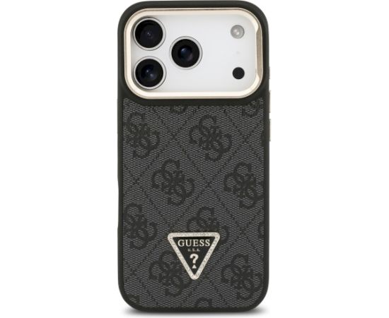 Guess 4G PU Triangle Logo & Stand Camera Magsafe Aizsargapvalks priekš iPhone 17 Pro / melns Neoriģinālie Maciņi