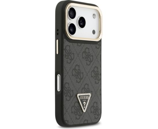 Guess 4G PU Triangle Logo & Stand Camera Magsafe Aizsargapvalks priekš iPhone 17 Pro / melns Neoriģinālie Maciņi