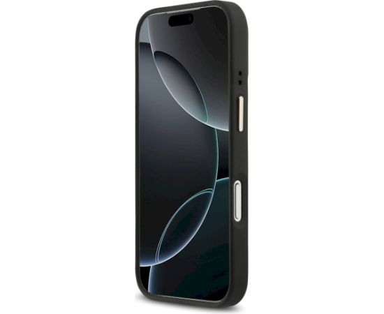 Guess 4G PU Triangle Logo & Stand Camera Magsafe Aizsargapvalks priekš iPhone 17 Pro / melns Neoriģinālie Maciņi