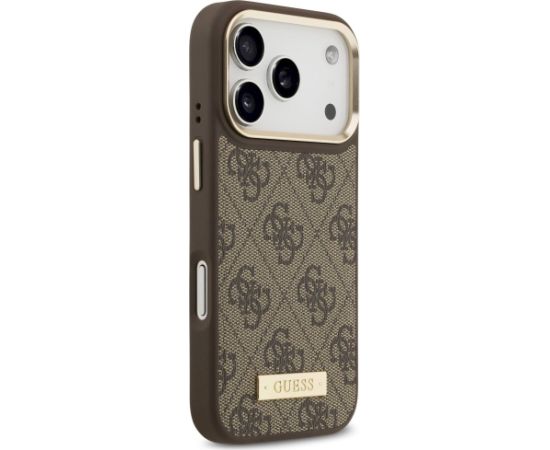 Guess 4G Logo Plate MagSafe Case Aizsargapvalks priekš iPhone 17 Pro / brūns Neoriģinālie Maciņi