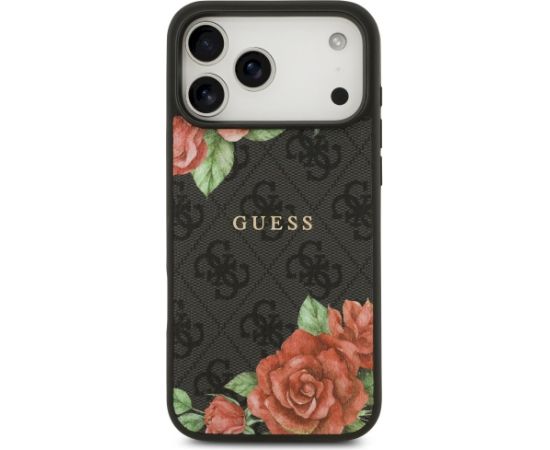 Guess 4G Flowers Print MagSafe Aizsargapvalks priekš iPhone 17 Pro / melns Neoriģinālie Maciņi