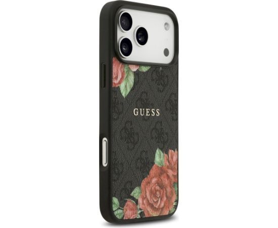 Guess 4G Flowers Print MagSafe Aizsargapvalks priekš iPhone 17 Pro / melns Neoriģinālie Maciņi