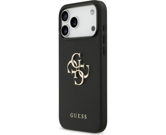Guess Grained Big 4G & Classic Logo case Aizsargapvalks priekš iPhone 17 Pro Max / melns Neoriģinālie Maciņi