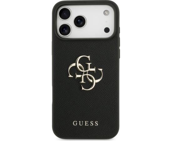 Guess Grained Big 4G & Classic Logo case Aizsargapvalks priekš iPhone 17 Pro Max / melns Neoriģinālie Maciņi