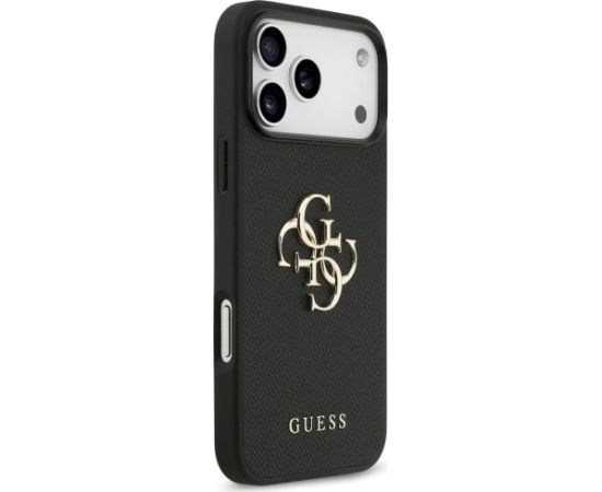 Guess Grained Big 4G & Classic Logo case Aizsargapvalks priekš iPhone 17 Pro Max / melns Neoriģinālie Maciņi