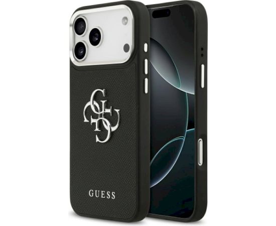Guess Grained Big 4G Classic Logo Case Aizsargapvalks priekš iPhone 17 Pro Max / melns Neoriģinālie Maciņi