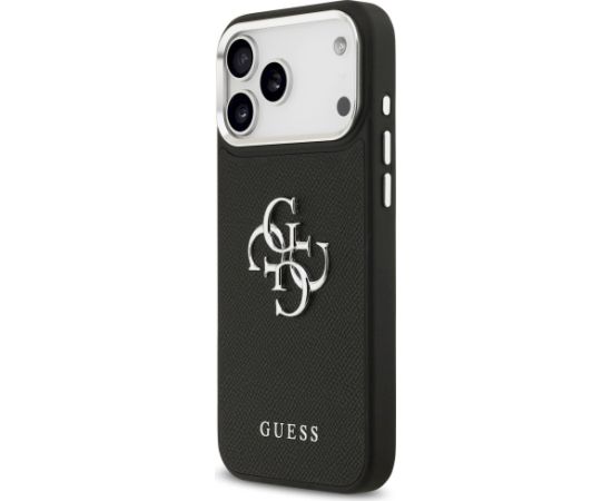 Guess Grained Big 4G Classic Logo Case Aizsargapvalks priekš iPhone 17 Pro Max / melns Neoriģinālie Maciņi