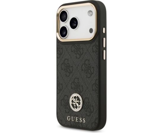 Guess 4G Strass Logo & Big Strap Metal Buttons MagSafe Aizsargapvalks priekš iPhone 17 Pro / melns Neoriģinālie Maciņi