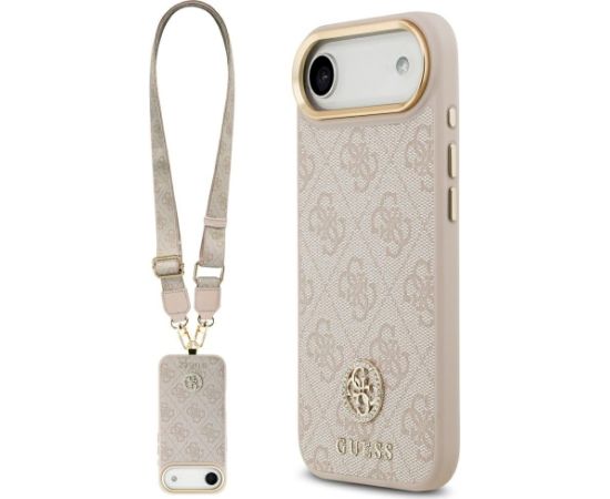 Guess 4G Strass Logo & Big Strap Metal Buttons MagSafe Aizsargapvalks priekš iPhone Air / rozā Neoriģinālie Maciņi