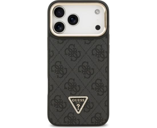 Case Guess 4G PU Triangle Logo & Stand Camera Magsafe Aizsargapvalks priekš iPhone 17 Pro Max / melns Neoriģinālie Maciņi