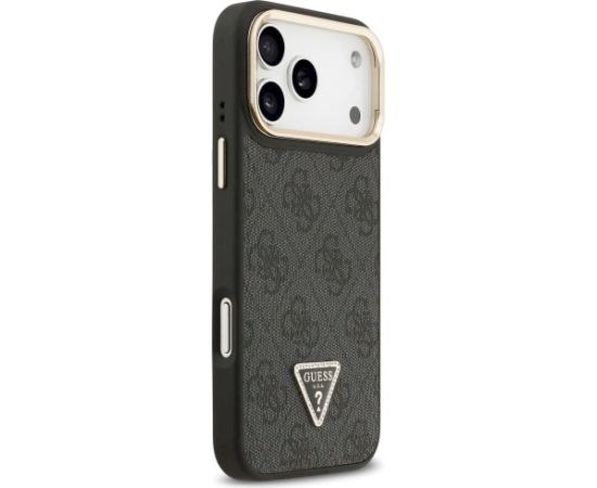 Case Guess 4G PU Triangle Logo & Stand Camera Magsafe Aizsargapvalks priekš iPhone 17 Pro Max / melns Neoriģinālie Maciņi