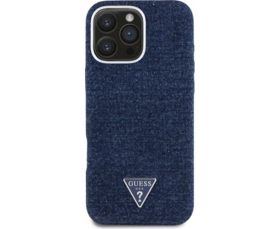 Case Guess Denim Triangle Logo MagSafe Aizsargapvalks priekš iPhone 16 Pro / zils Neoriģinālie Maciņi