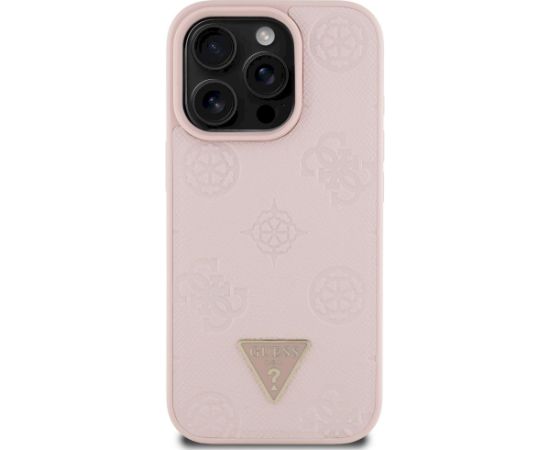 Case Guess Grained Hot Stamp Peony Triangle Logo MagSafe Aizsargapvalks priekš iPhone 16 Pro / rozā Neoriģinālie Maciņi