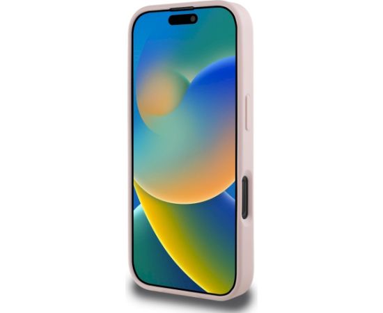 Case Guess Grained Hot Stamp Peony Triangle Logo MagSafe Aizsargapvalks priekš iPhone 16 Pro / rozā Neoriģinālie Maciņi