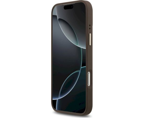 Guess 4G Logo Plate MagSafe Case Aizsargapvalks priekš iPhone 17 Pro Max / brūns Neoriģinālie Maciņi