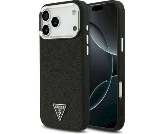 Guess Glitter Triangle Logo MagSafe Aizsargapvalks priekš iPhone 17 Pro Max / melns Neoriģinālie Maciņi