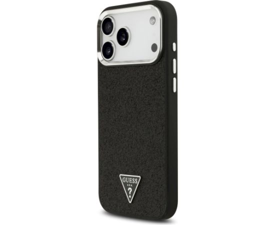 Guess Glitter Triangle Logo MagSafe Aizsargapvalks priekš iPhone 17 Pro Max / melns Neoriģinālie Maciņi
