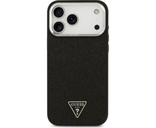 Guess Glitter Triangle Logo MagSafe Aizsargapvalks priekš iPhone 17 Pro Max / melns Neoriģinālie Maciņi